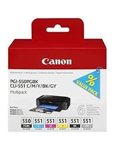 CANON TINTA MULTIPACKPACK PGBKCMYBKGY PIXMA IP 72407250 - PGI 550  CLI 551 PACK 6 COLORES