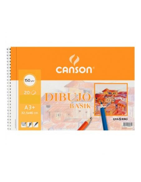 CANSON BLOC DIBUJO BASIK ESPIRAL 20H A3 150GR MICROPERFORADO PACK 10 UD BLANCO NATURAL