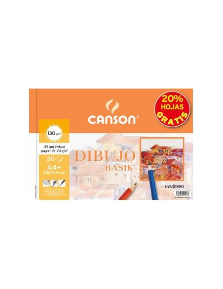 CANSON BLOC DIBUJO BASIK ESPIRAL 20H20 GRATIS A4 130GR MICROPERFORADO BLANCO NATURAL -10U-