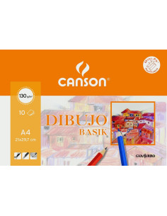 CANSON MINIPACK DIBUJO BASIK 10 HOJAS LISO 130 GR 21X297CM -SOBRE UNITARIO-