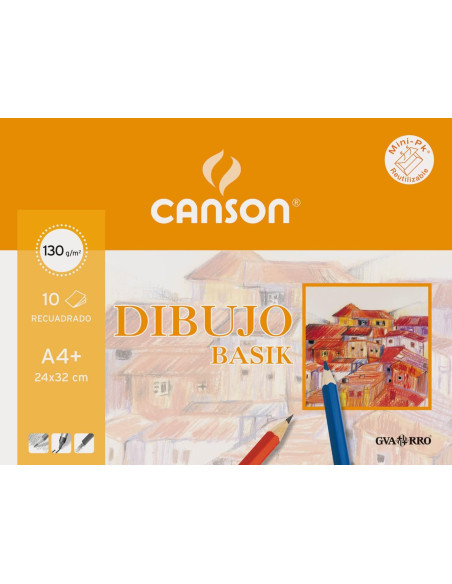 CANSON MINIPACK DIBUJO BASIK 10 HOJAS 130 GR RECUADRO 24X32CM 20 HOJAS GRATIS -SOBRE UNITARIO-