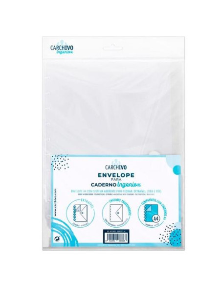 CARCHIVO SOBRE INGENIOX A4 EXTRAÍBLE CIERRE CVELCRO POLIPROPILENO TRANSPARENTE