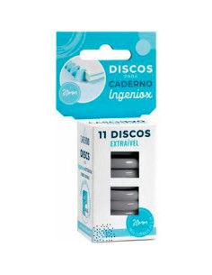CARCHIVO ESTUCHE 11 DISCOS PARA CUADERNO INGENIOX 30MM PLÁSTICO GRIS