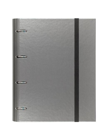 CARCHIVO CARPETA ANILLAS 4X35MM CARPEBLOCK METAL CRECAMBIO 100H A4 90GR 1 BANDA COLOR CARTÓN PLASTIFICADO GRIS