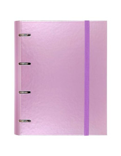 CARCHIVO CARPETA ANILLAS 4X35MM CARPEBLOCK METAL CRECAMBIO 100H A4 90GR 1 BANDA COLOR CARTÓN PLASTIFICADO MALVA