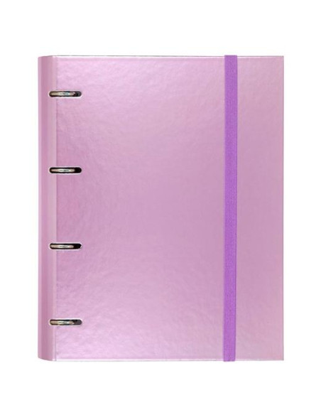 CARCHIVO CARPETA ANILLAS 4X35MM CARPEBLOCK METAL CRECAMBIO 100H A4 90GR 1 BANDA COLOR CARTÓN PLASTIFICADO MALVA