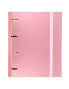 CARCHIVO CARPETA ANILLAS 4X35MM CARPEBLOCK METAL CRECAMBIO 100H A4 90GR 1 BANDA COLOR CARTÓN PLASTIFICADO ROSA