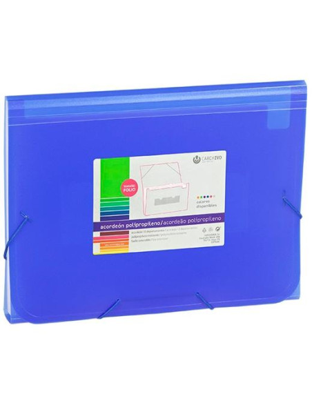 CARCHIVO CLASIFICADOR ACORDEÓN FOLIO 13 DPTOS CGOMA PP TRANSLÚCIDO AZUL
