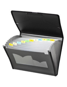 CARCHIVO CLASIFICADOR ACORDEÓN DUNE 13 DPTOS FOLIO CGOMA PP RÍGIDO ACANALADO NEGRO