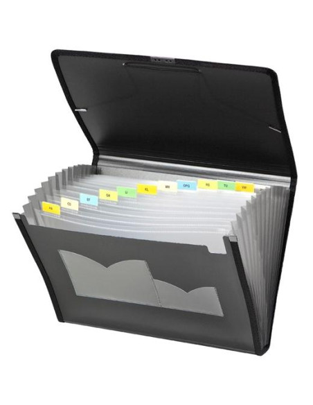 CARCHIVO CLASIFICADOR ACORDEÓN DUNE 13 DPTOS FOLIO CGOMA PP RÍGIDO ACANALADO NEGRO