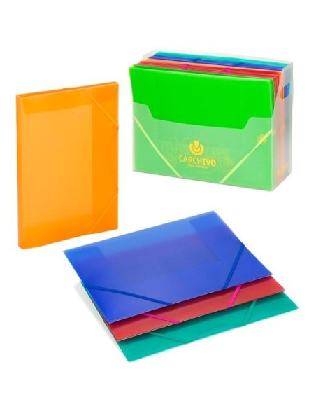 CARPETA de GOMAS y SOLAPAS CARCHIVO PP TRANS F FLUOR VIOLETA