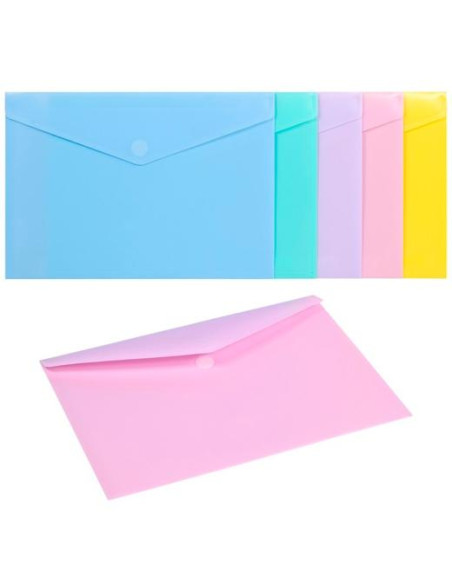 CARCHIVO SOBRE FOLIO CVELCRO PP SOFT 200 MICRAS PACK 10 CSURTIDOS PASTEL