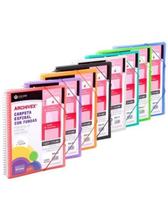 CARCHIVO ARCHIVEX-STAR CANGURO PERSONALIZABLE A4 CON 20 FUNDAS PP ESPIRAL COLORES SURTIDOS -12UN-