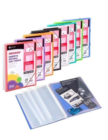 CARCHIVO ARCHIVEX-STAR CANGURO PERSONALIZABLE A4 CON 30 FUNDAS PP ESPIRAL AZUL