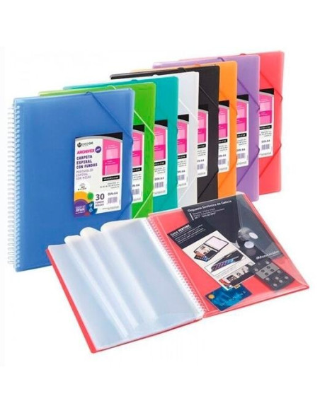CARCHIVO CARPETA ARCHIVEX-STAR ESPIRAL PP EXTRA 80 FUNDAS A4 CSOBRE CIERRE CGOMAS ROJO