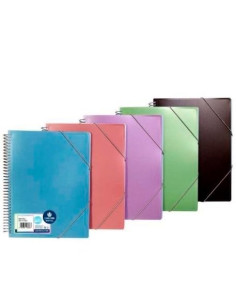 CARCHIVO CARPETA METAL ESPIRAL PP 30 FUNDAS A4 CIERRE CGOMAS COLORES METALICOS SURTIDOS