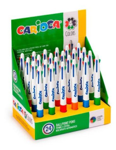 CARIOCA BOLÍGRAFO MAXI 4 COLORES RETRÁCTIL - EXPOSITOR DE 24