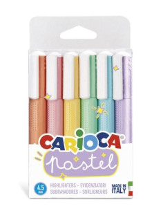 CARIOCA MARCADOR PASTEL PUNTA BISELADA COLORES - BOLSA PVC DE 6