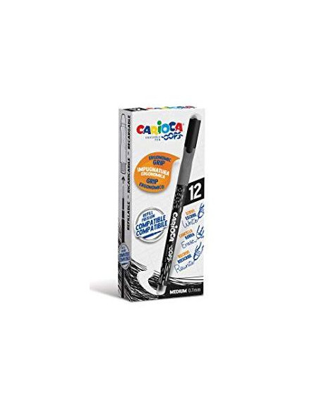 CARIOCA BOLÍGRAFO OOPS MONOCOLOR NEGRO CAJA 12 UD