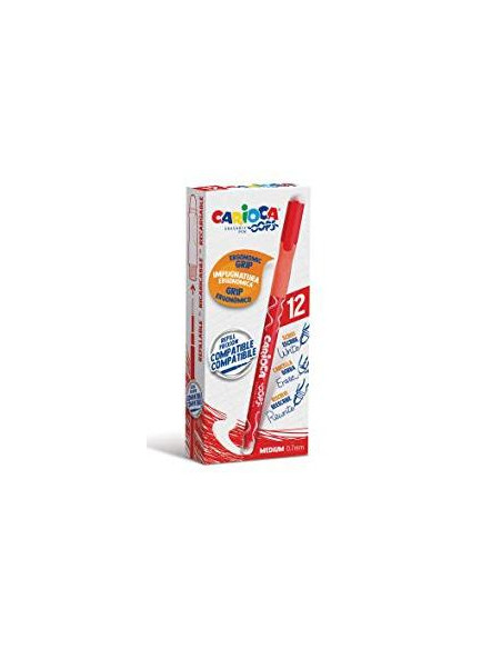 CARIOCA BOLÍGRAFO OOPS MONOCOLOR ROJO CAJA 12 UD