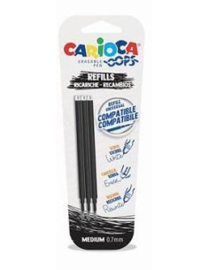 CARIOCA RECAMBIO BOLÍGRAFO OOPS BORRABLE NEGRO - BLISTER DE 3