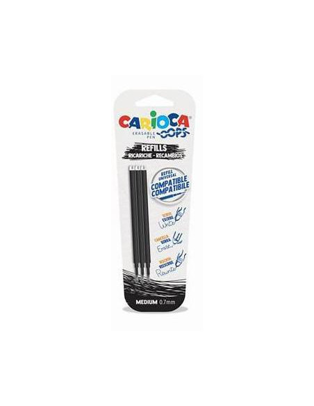 CARIOCA RECAMBIO BOLÍGRAFO OOPS BORRABLE NEGRO - BLISTER DE 3