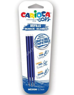 CARIOCA RECAMBIO BOLÍGRAFO OOPS BORRABLE AZUL - BLISTER DE 3