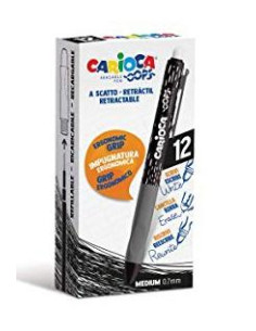 CARIOCA BOLÍGRAFO TINTA BORRABLE OOPS RETRÁCTIL 07MM MONOCOLOR NEGRO CAJA 12 UD