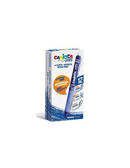 CARIOCA BOLÍGRAFO TINTA BORRABLE OOPS RETRÁCTIL MONOCOLOR AZUL CAJA 12 UD