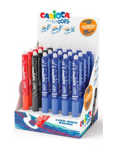 CARIOCA BOLÍGRAFO TINTA BORRABLE OPPS RETRÁCTIL 07MM COLORES SURTIDOS EXPOSITOR 24 UD
