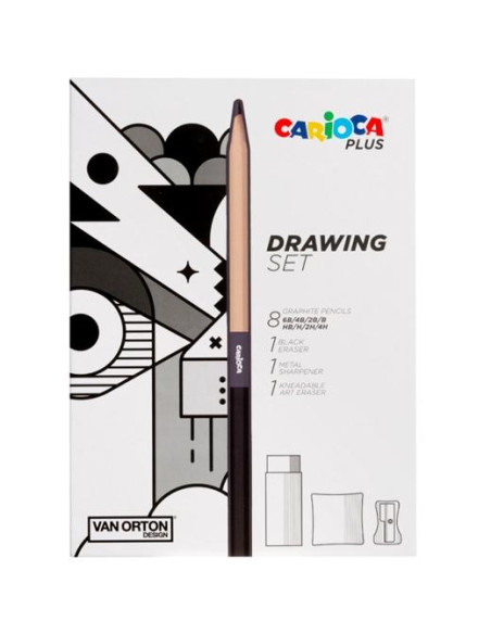 CARIOCA PLUS DRAWING SET DE DIBUJO CON 8 LÁPICES DE GRAFITO SURTIDOS  ACCESORIOS