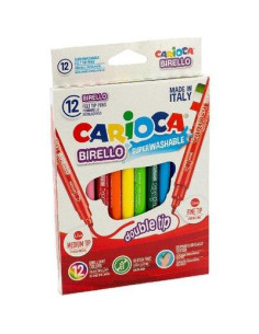 CARIOCA ROTULADOR BIRELLO DOBLE PUNTA FINAMEDIA COLORES SURTIDOS ESTUCHE 12 UD