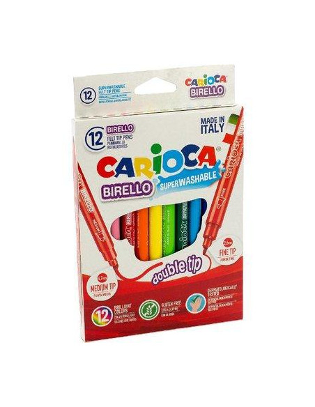 CARIOCA ROTULADOR BIRELLO DOBLE PUNTA FINAMEDIA COLORES SURTIDOS ESTUCHE 12 UD