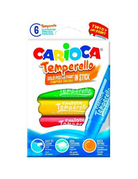 CARIOCA TÉMPERA SÓLIDA TEMPERELLO COLORES - CAJA DE 6