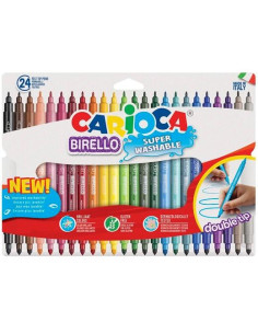 CARIOCA ROTULADOR BIRELLO DOBLE PUNTA FINAMEDIA COLORES SURTIDOS ESTUCHE 24 UD