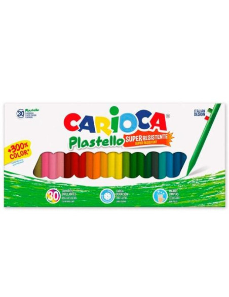 CARIOCA CERAS SUPER RESISTENTES PLASTELLO COLORES SURTIDOS ESTUCHE 30 UD