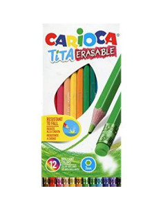 CARIOCA LÁPICES DE COLORES TITA CON GOMA CSURTIDOS ESTUCHE 12 UD