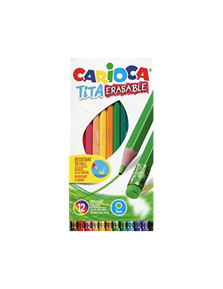 CARIOCA LÁPICES DE COLORES TITA CON GOMA CSURTIDOS ESTUCHE 12 UD