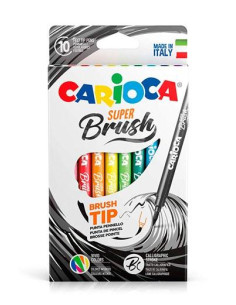 CARIOCA ROTULADOR SUPER BRUSH PUNTA PINCEL COLORES SURTIDOS ESTUCHE 10 UD