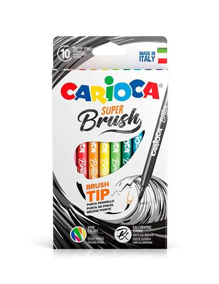 ROTULADOR CARIOCA SUPER BRUSH CALIGRAFIA CAJA de 10