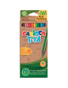 CARIOCA LÁPICES DE COLORES TITA ECO FAMILY HEXAGONAL CSURTIDOS ESTUCHE 12 UD