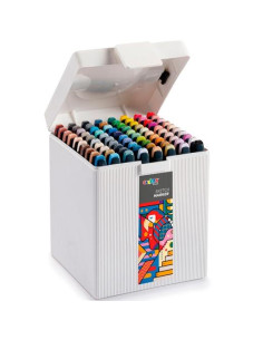 CARIOCA PLUS SKETCH MARKER DOBLE PUNTA CINCELPINCEL COLORES SURTIDOS CAJA PREMIUM 80 UD