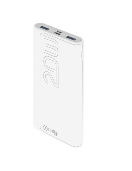 CELLY CARGADOR POWER BANK 20K MAH 2USB - 1USB-C BLANCO