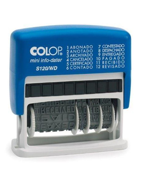 COLOP SELLO PRINTER S120WD 4MM FORMULAFECHA ESPAÑOL AZULBICOLOR