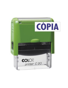COLOP SELLO PRINTER C20 FORMULA  CÒPIA  CATALÁN ALMOHADILLA E20 14X38MM AZUL CARCASA ROJO Y VERDE