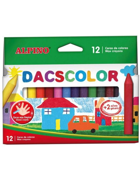 DACSCOLOR CERAS 80MM SEMIBLANDAS NO MANCHAN SURTIDOS -ESTUCHE DE 12U-