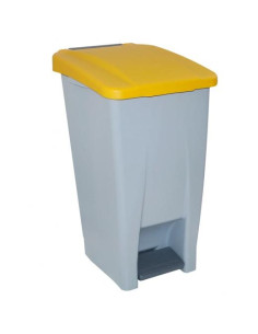 DENOX CONTENEDOR SELECTIVO 60 LITROS CPEDAL TAPA Y RUEDAS GRISAMARILLO