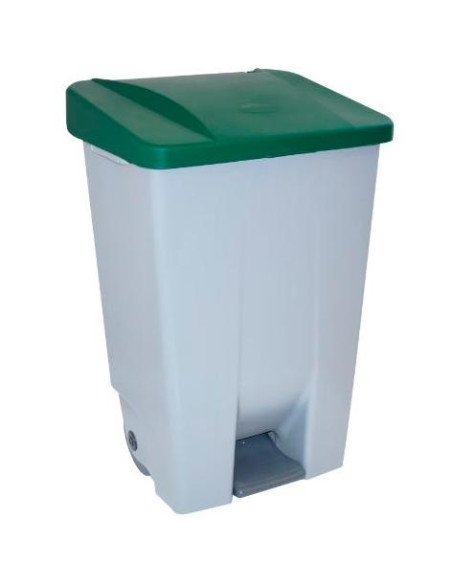 DENOX CONTENEDOR SELECTIVO 60 LITROS CPEDAL TAPA Y RUEDAS GRISVERDE