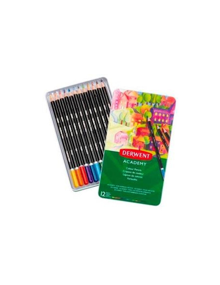 DERWENT LÁPICES DE COLORES SURTIDOS CAJA METÁLICA 12 UD