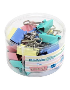 DOHE PINZAS METÁLICAS 32MM BOTE EXPOSITOR 24 CSURTIDOS PASTEL